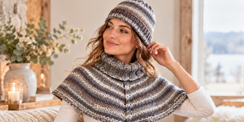 rollkragen mit umschlag stricken und einfache mütze stricken