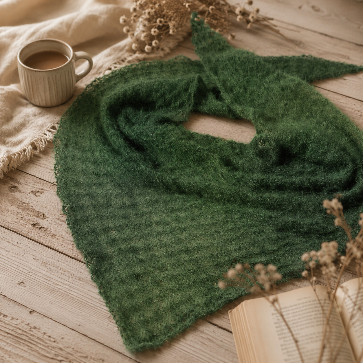 Mohair Dreieckstuch stricken - Anleitung 