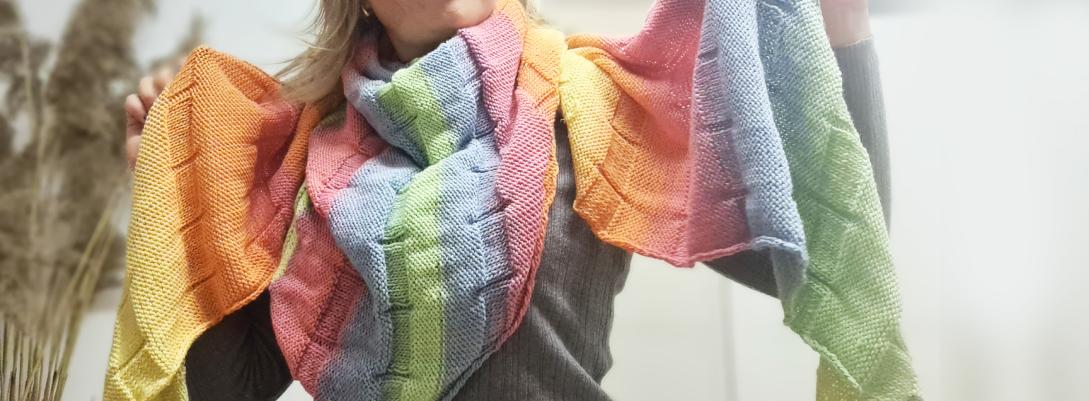 Buntes Dreieckstuch stricken